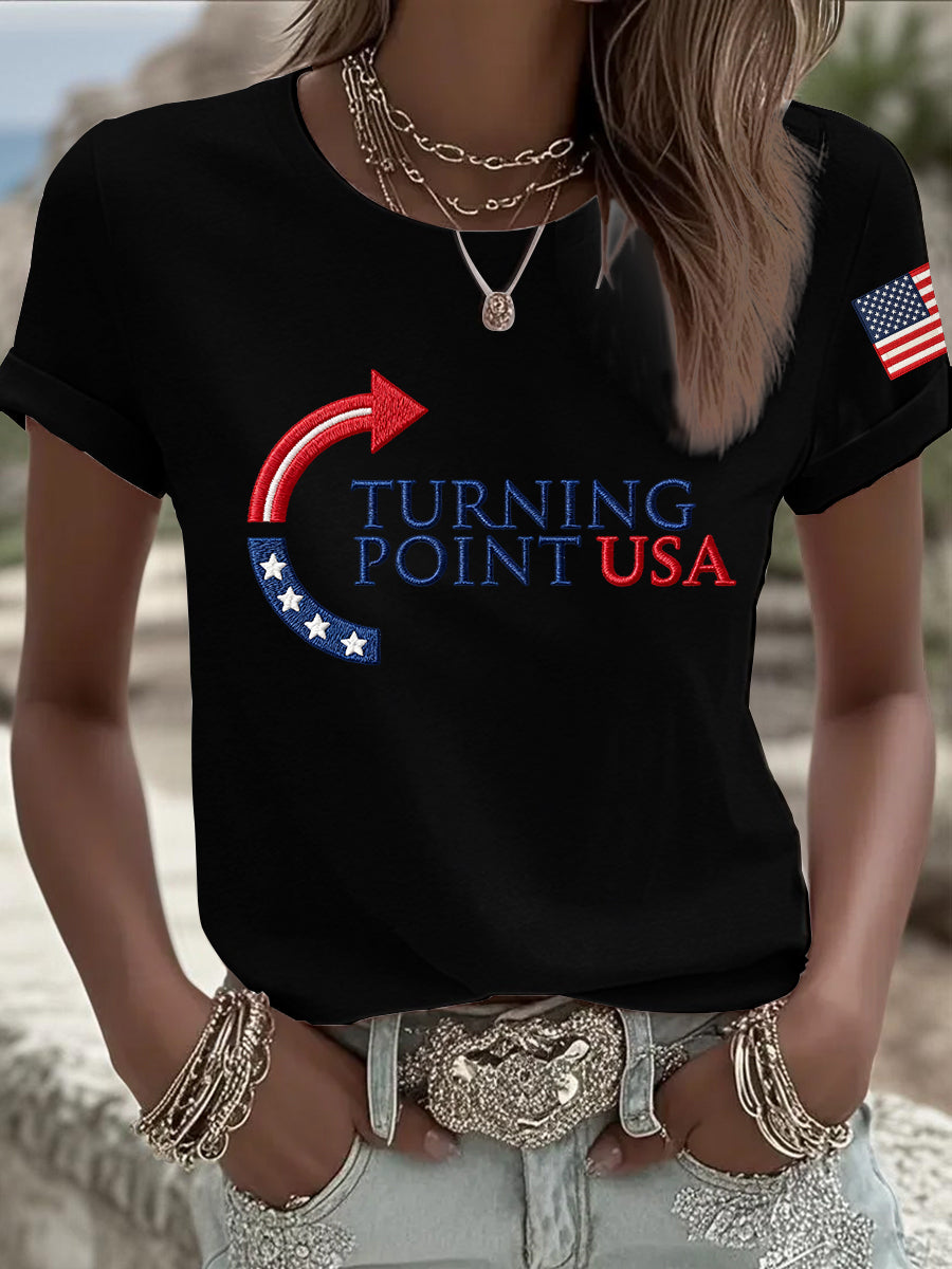 Women's Charlie Kirk Turning Point USA Trump Commemorative T-Shirt