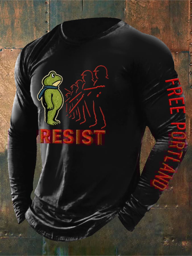 Men's Resist Frog Free Portland Printed Round Neck T-Shirt