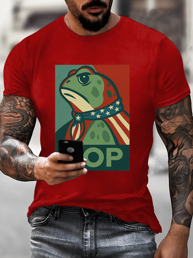 Men's Hop Portland Frog Printed Casual T-Shirt