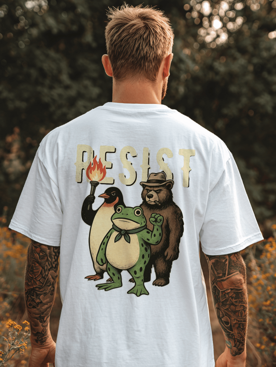 Unisex 100% Cotton Animals Frog Resist Print T-shirt