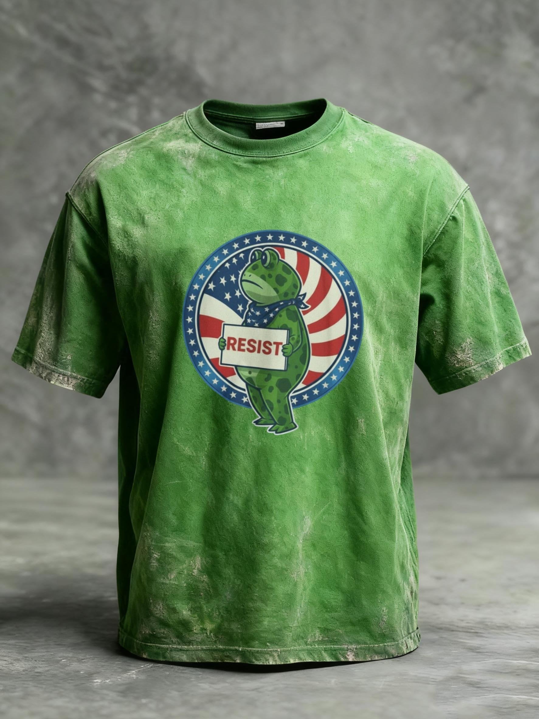 Portland Frog Resist Retro Printed T-shirt