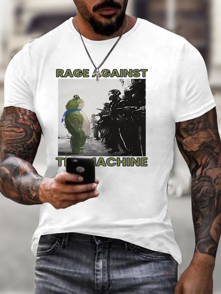 Men's  Resist Frog Printed Casual T-shirt