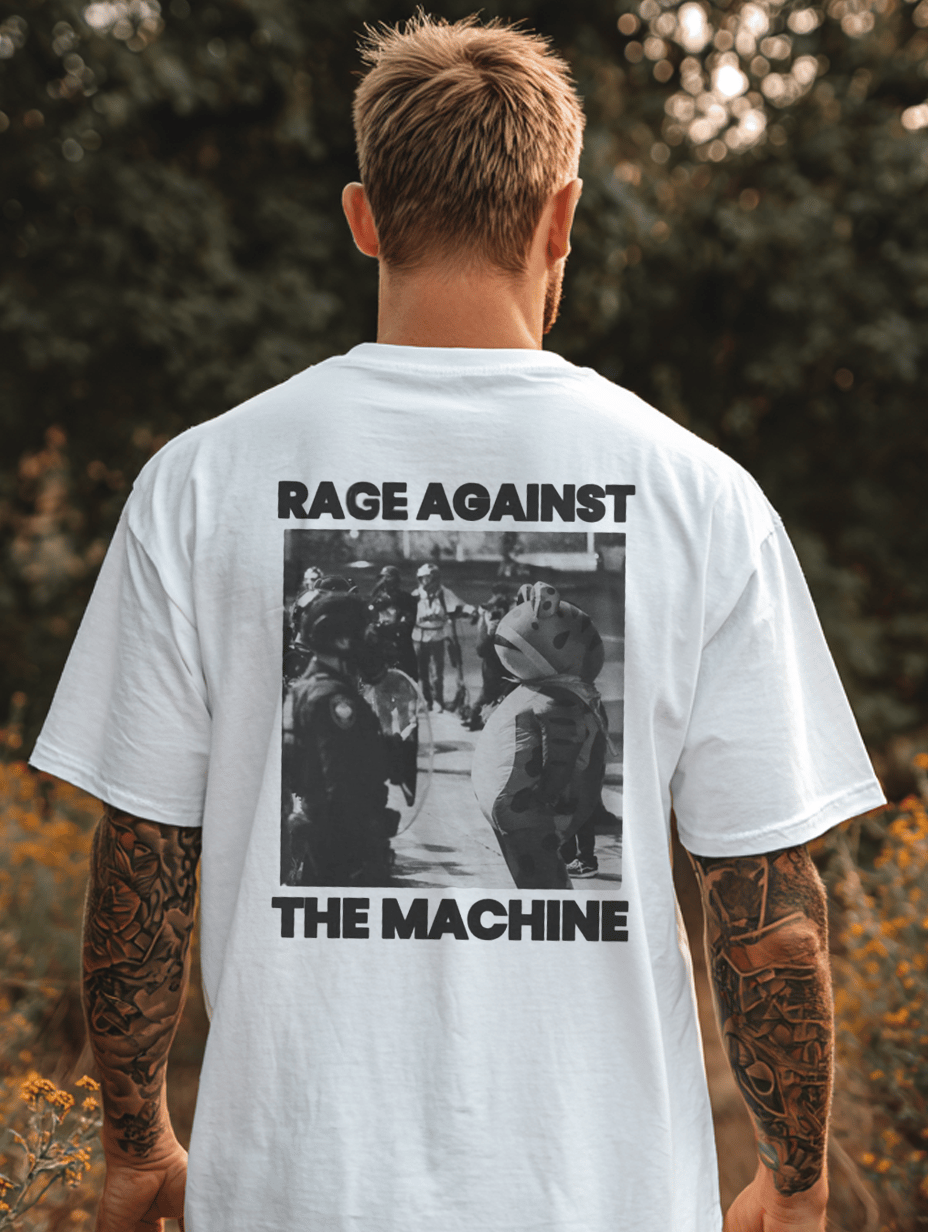 Unisex 100% Cotton Frog "Rage Against The Machine" Print T-shirt