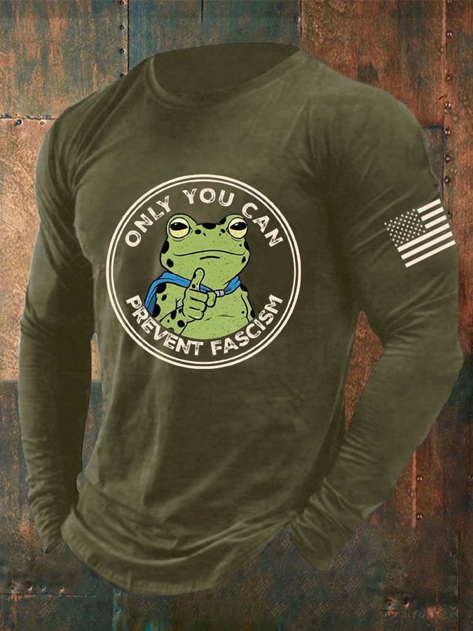 Men's Frog ONLY YOU CAN PREVENT FASCIS Print Casual T-Shirt