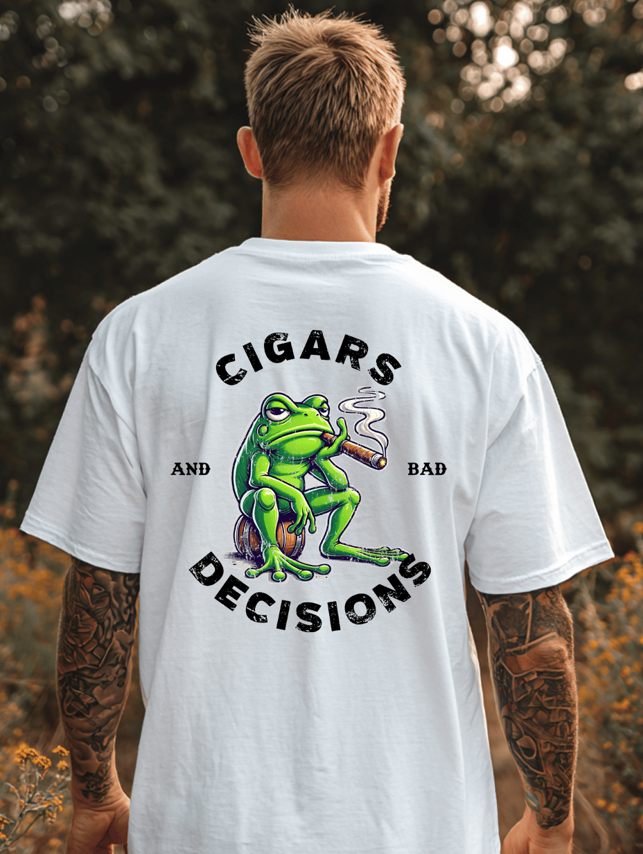 Unisex 100% Cotton Casual  CIGARS AND BAD DECISIONS Print T-shirt