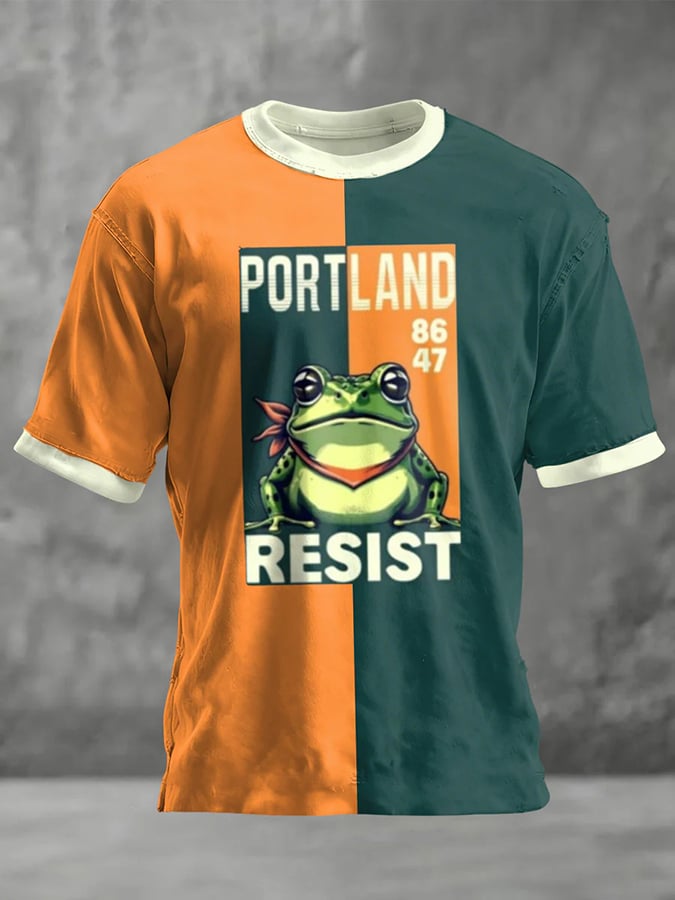 Men's Resist Frog Print Round Neck T-shirt