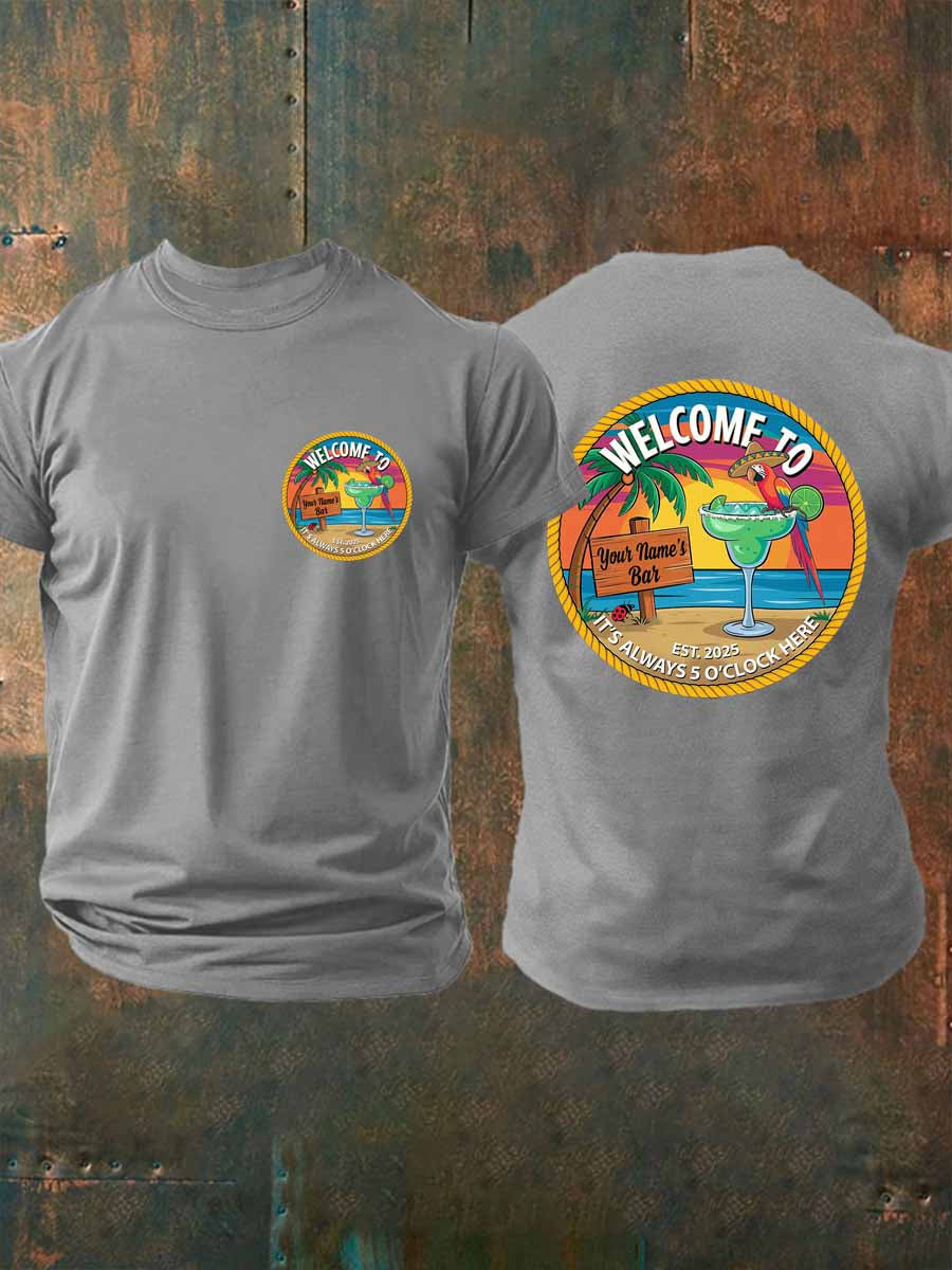 Men's  Jimmy Buffett Day imitation cotton short-sleeved T-shirt
