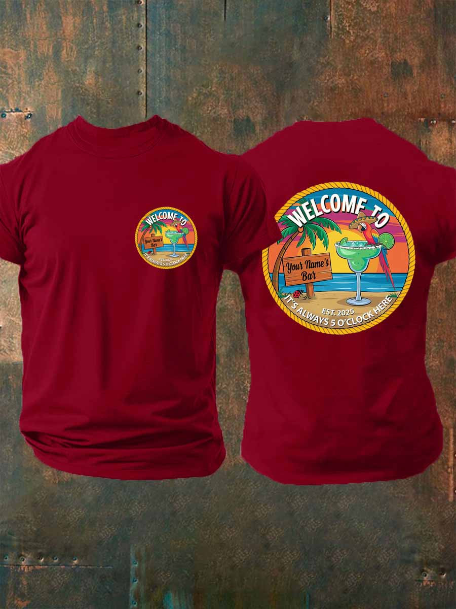 Men's  Jimmy Buffett Day imitation cotton short-sleeved T-shirt