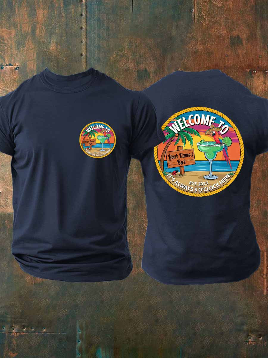 Men's  Jimmy Buffett Day imitation cotton short-sleeved T-shirt