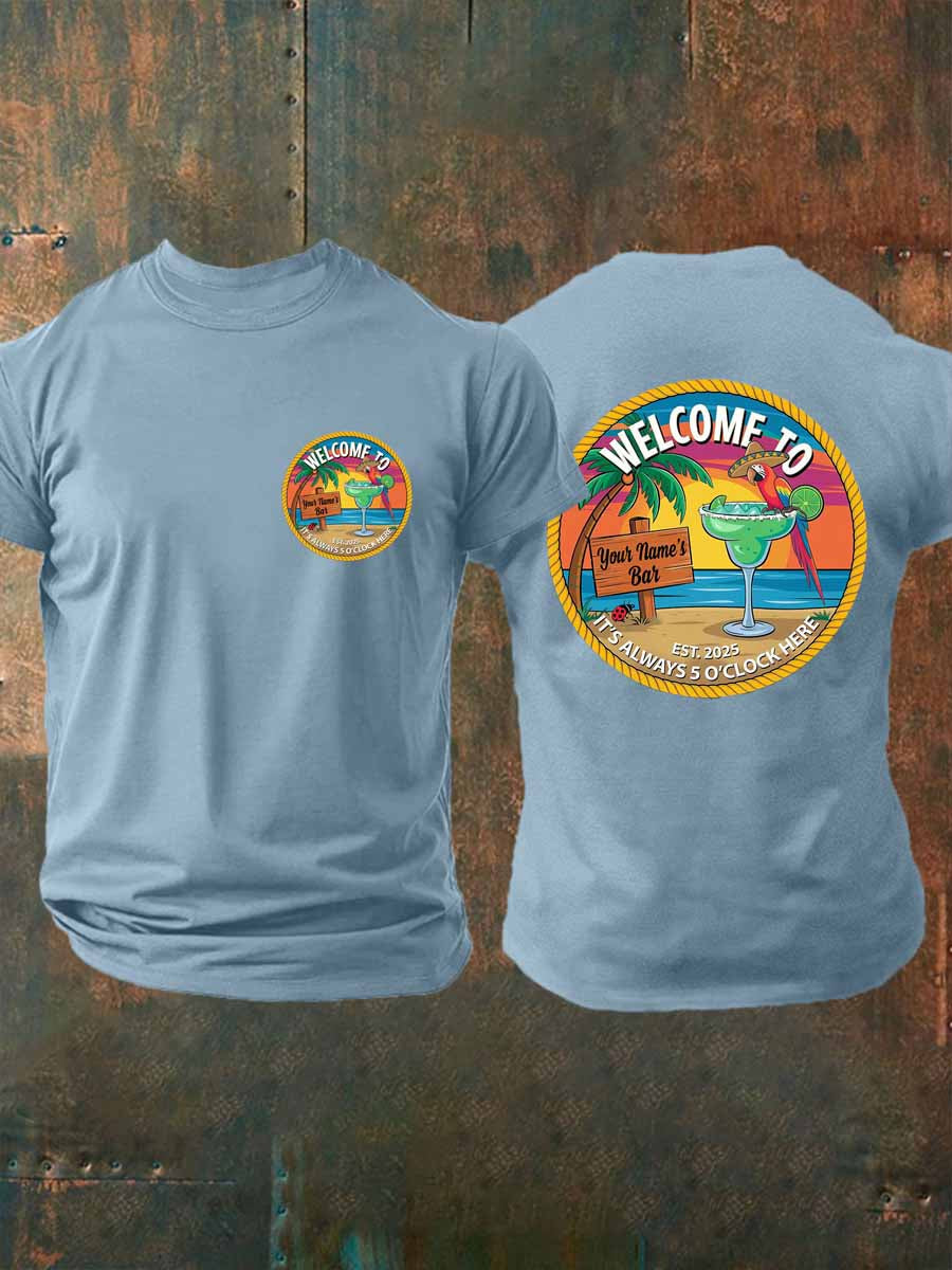 Men's  Jimmy Buffett Day imitation cotton short-sleeved T-shirt