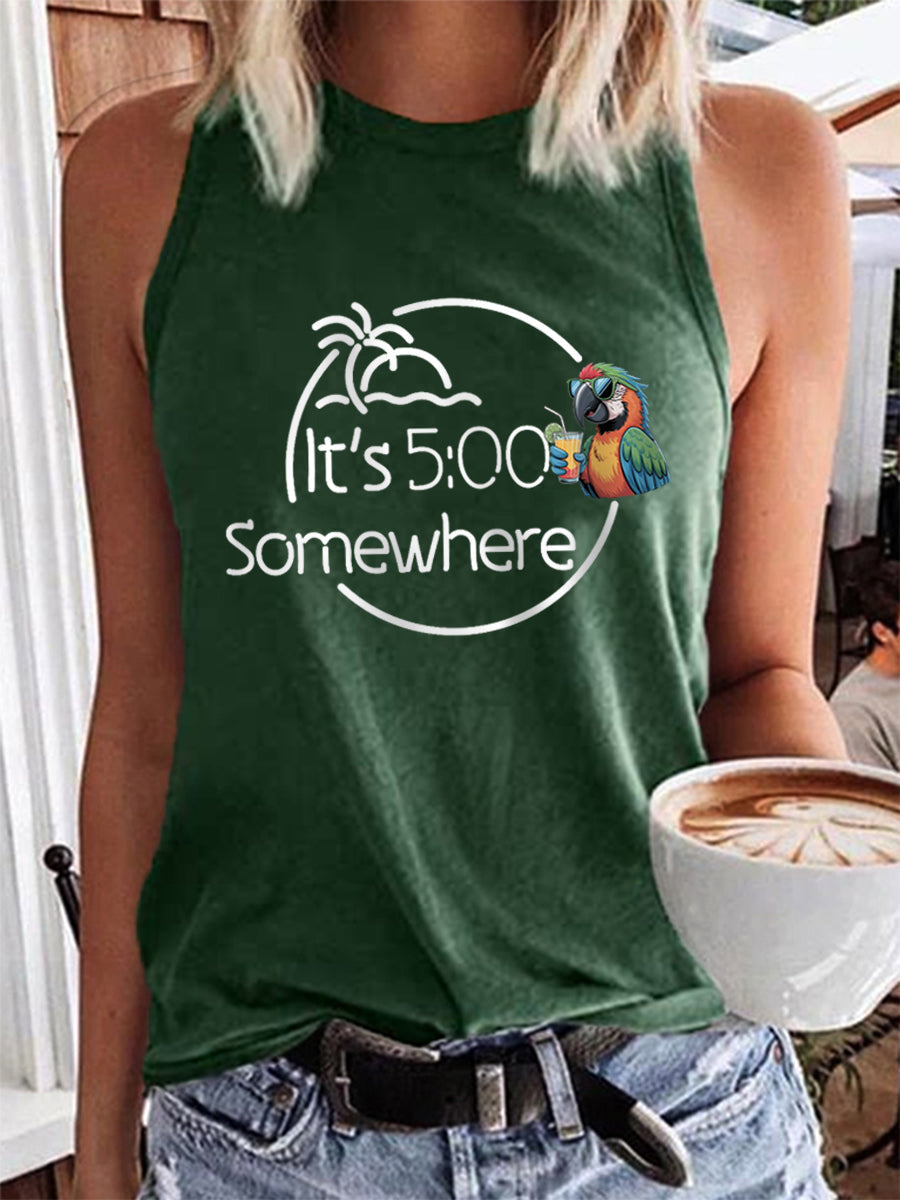 Women's It‘s 5 O'clock Somewhere Parrot Print Casual Vest