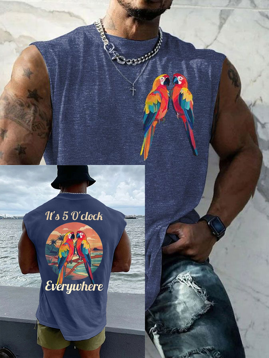 Men's It‘s 5 O'clock Everywhere Print Casual Vest