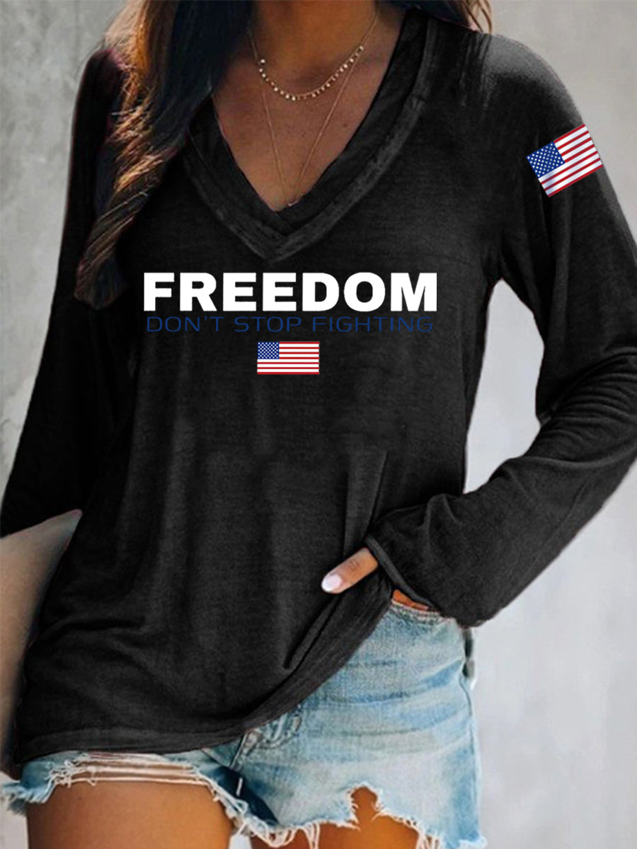 Women's Freedom Don't Stop Fighting R.I.P Charlie Kirk Long-Sleeve T-Shirt