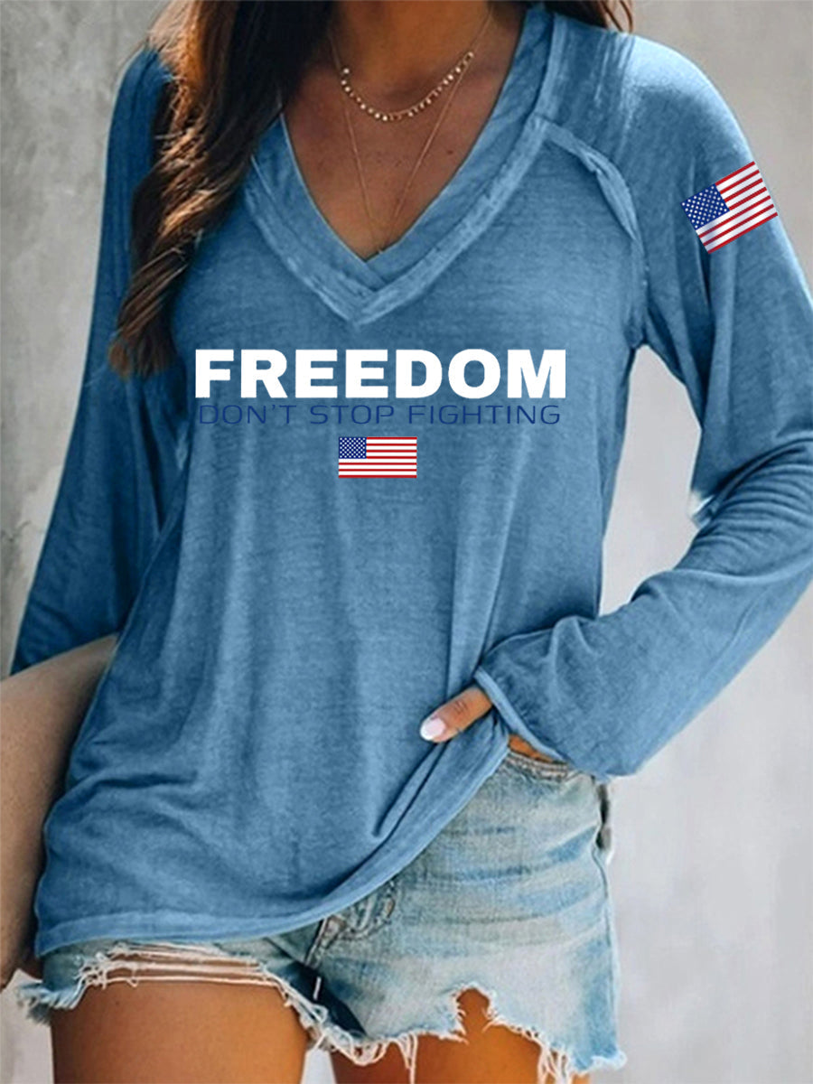 Women's Freedom Don't Stop Fighting R.I.P Charlie Kirk Long-Sleeve T-Shirt