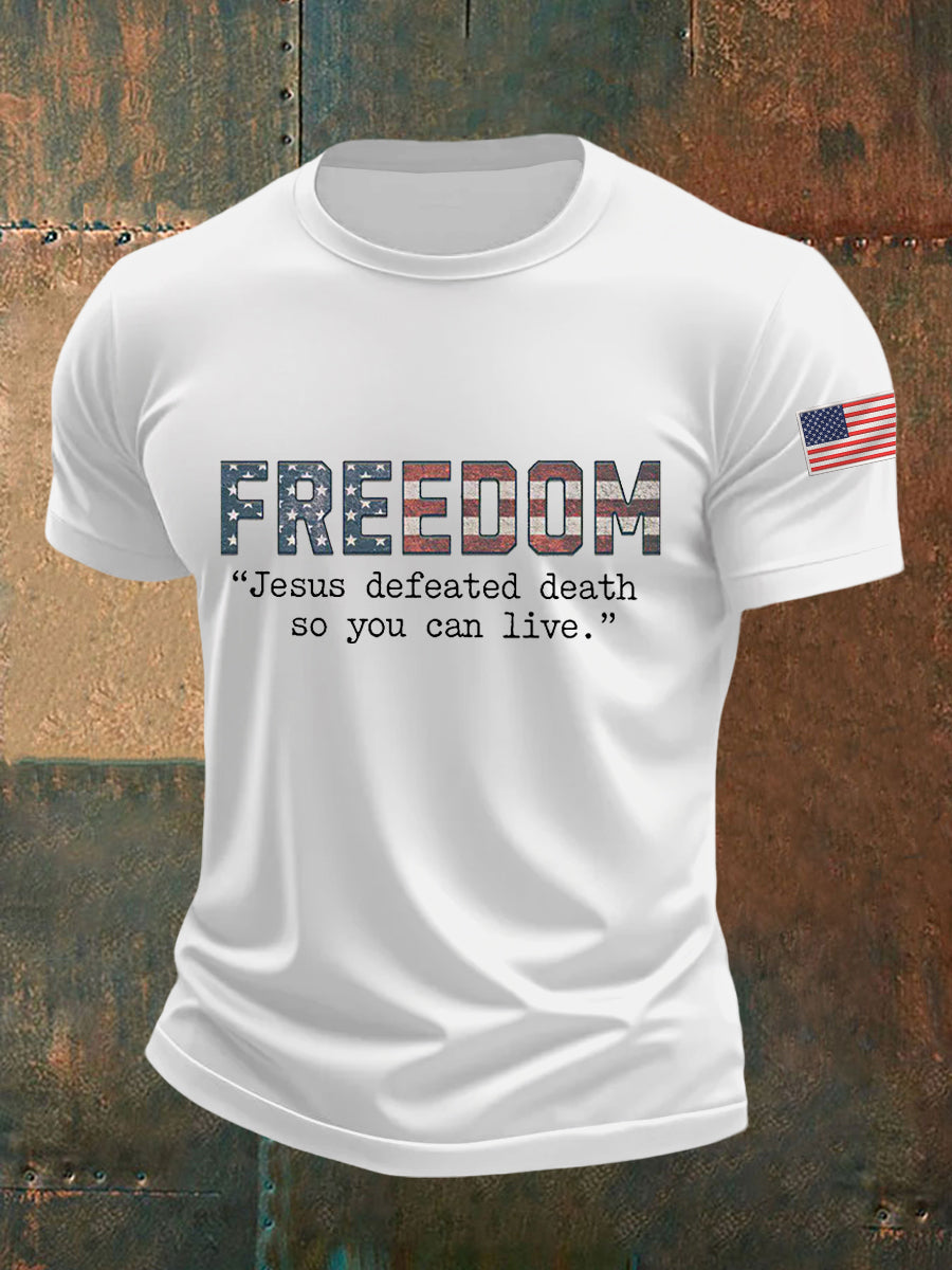 Men's Freedom Turning Point USA, Jesus Defeated Death So You Can Live R.I.P Charlie Kirk Tee