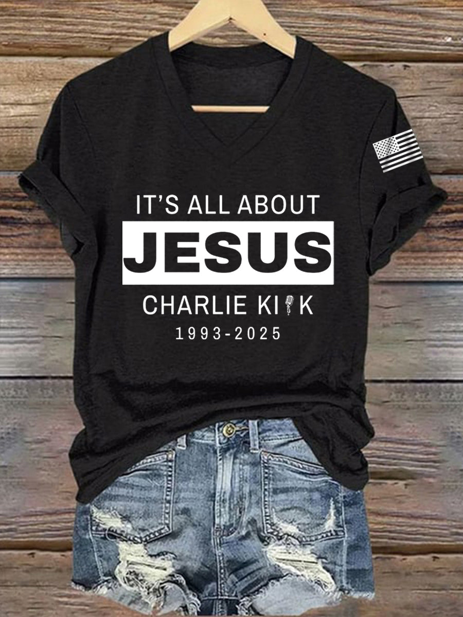 Women's It's All About Jesus R.I.P Charlie Kirk Tee