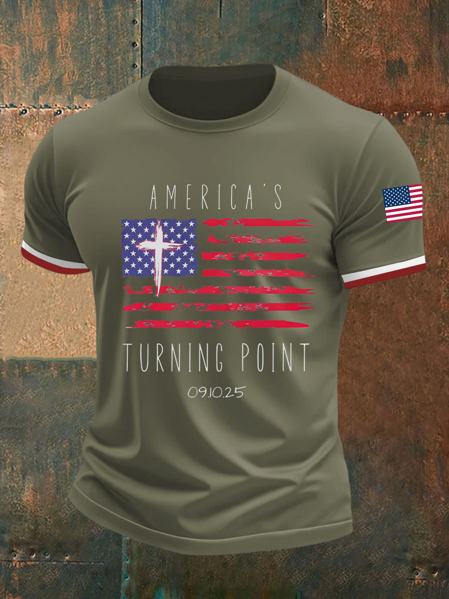 Men's Turning Point Flag Cross Short Sleeves T-shirt