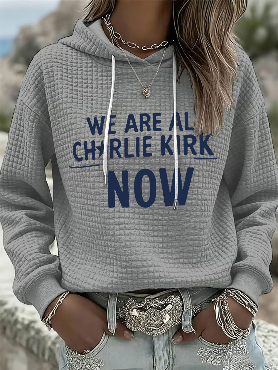 Women's Voice of Freedom Waffle Print Relaxed Hoodie