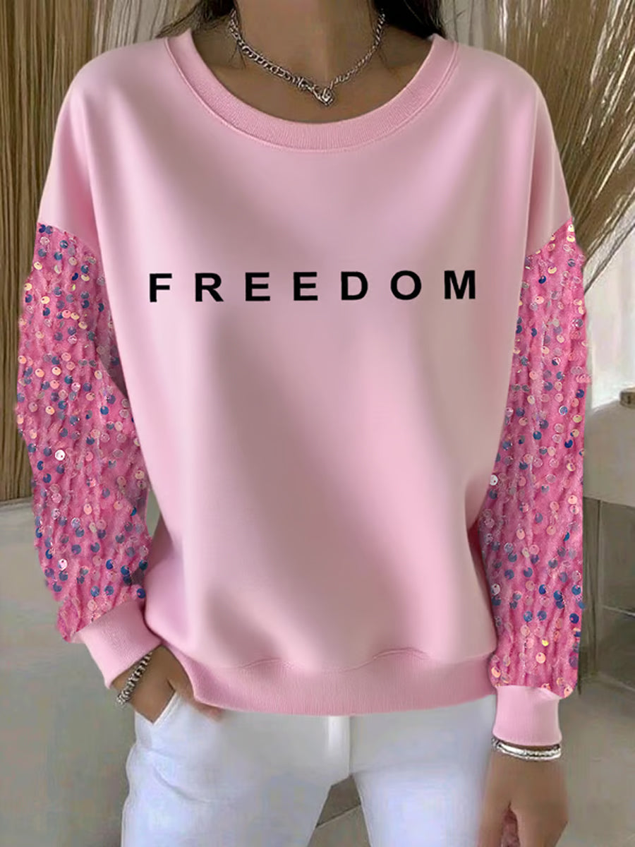 Women's Freedom Is Not Free American Flag Printed Casual Sweatshirt