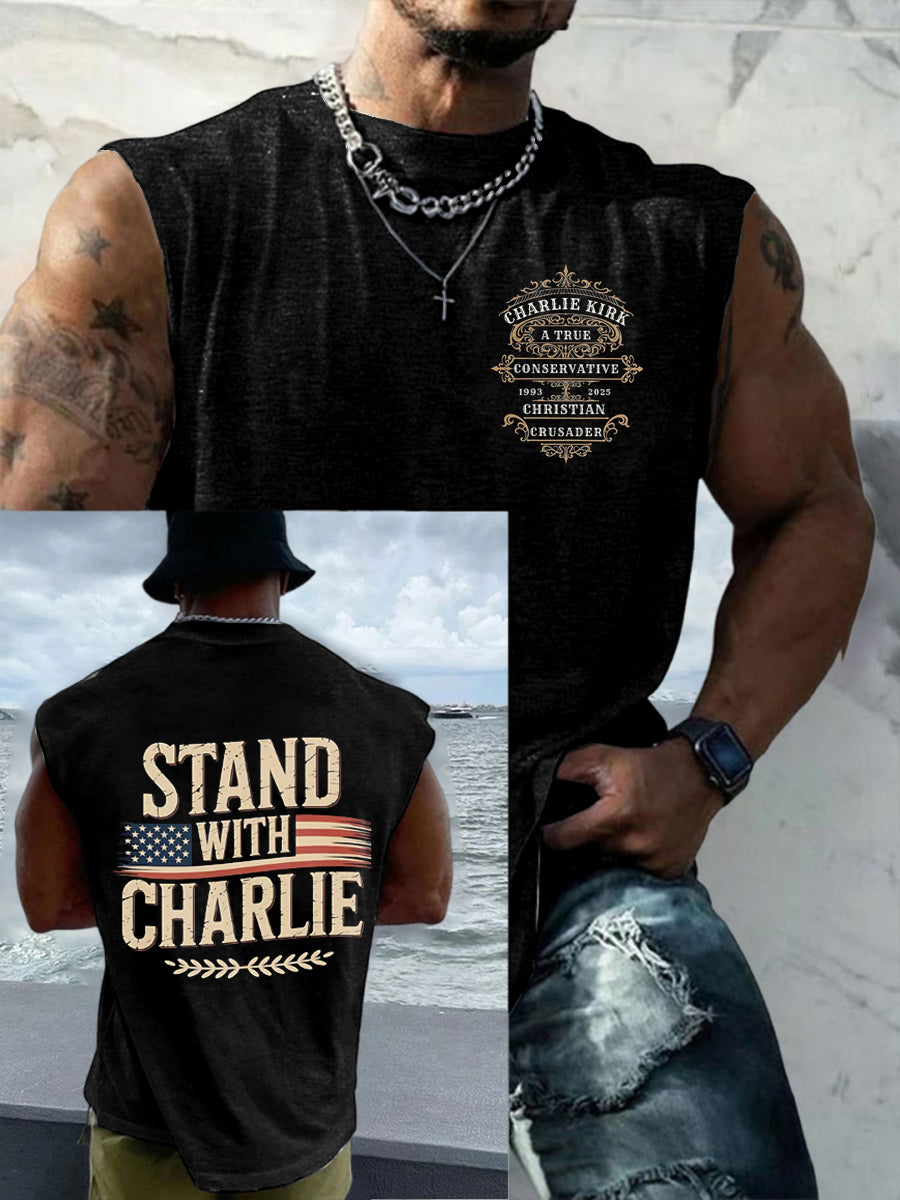 Men's Casual Charlie Kirk Freedom Printed Tank Top