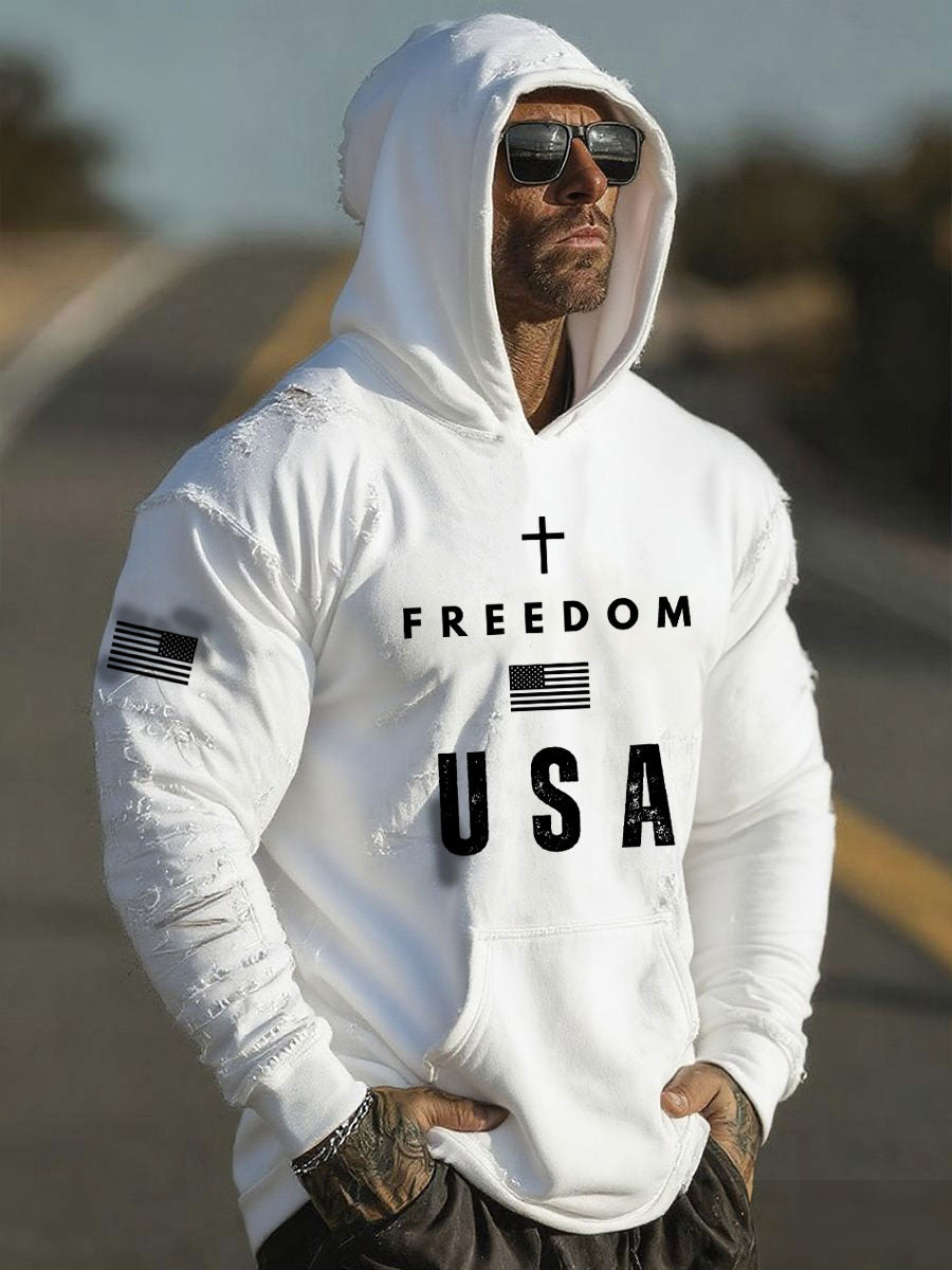 Men's Freedom Printed Casual Hoodie