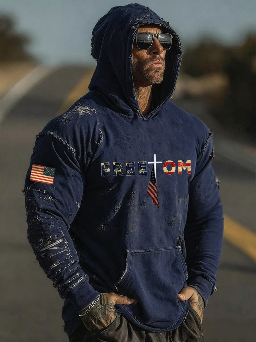 Men's Freedom Printed Casual Hoodie