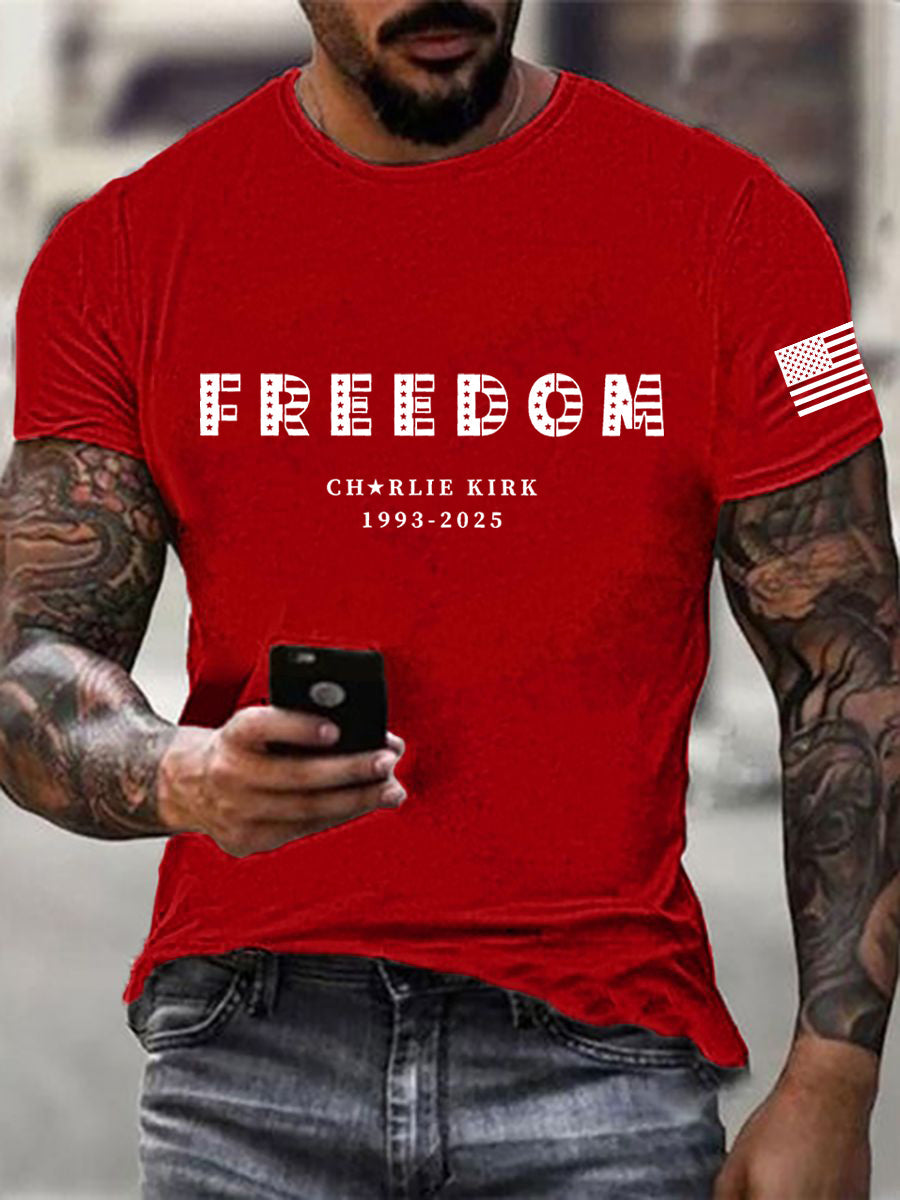 Men's Freedom Charlie Kirk Printed T-shirt