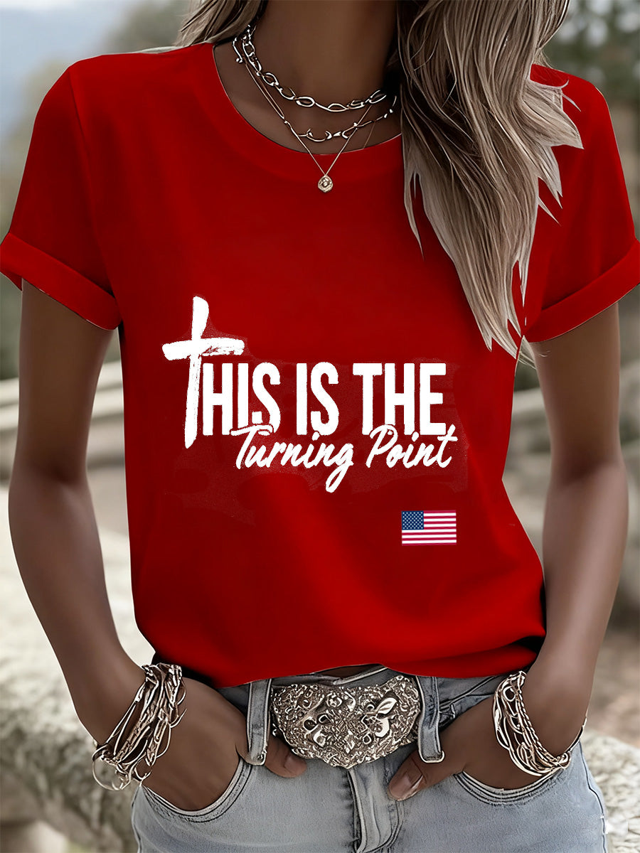 Women's Turning Point Art Print Casual Commemorative T-Shirt