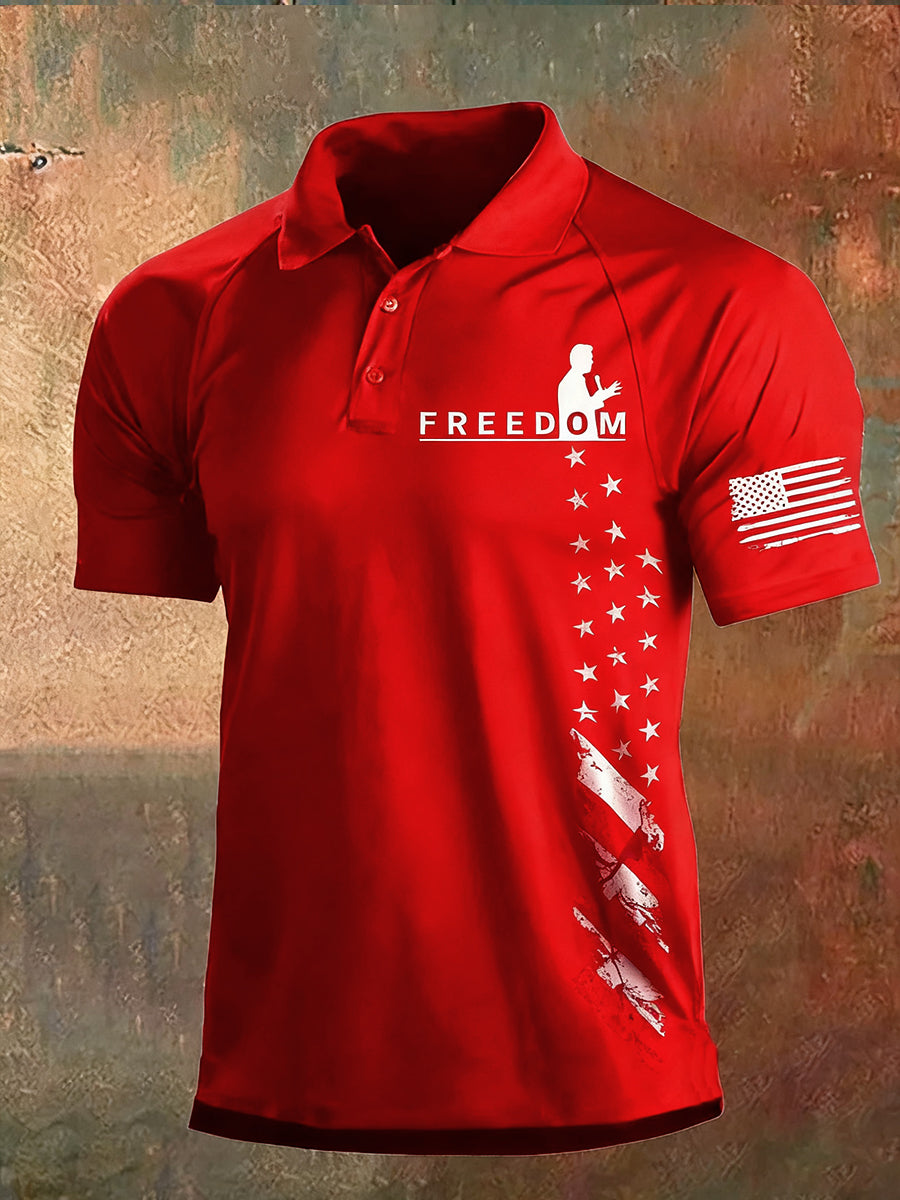 Men's Charlie Kirk "Freedom Isn't Free" American Turning Point Commemorative Short Sleeve Polo Shirt