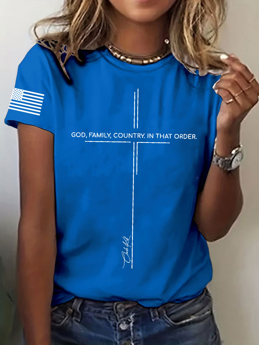 Women's God Family Country In That Order Short Sleeve T-Shirt